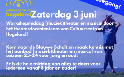 Workshopmiddag theater en musical op 3 juni in De Blauwe Schuit, kom kennismaken!