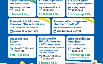 Veel nieuwe workshops en activiteiten in het Kultuurhoes Wehe-Den Hoorn!